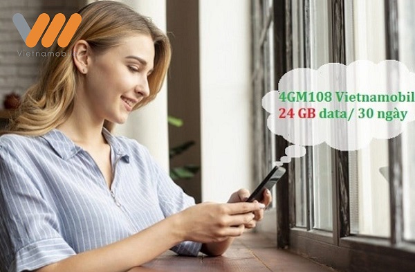 Đăng ký gói 4GM108 Vietnamobile ưu đãi 24GB data, chỉ với 108.000đ