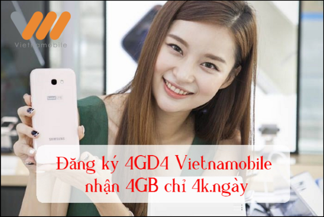 Đăng ký gói 4GD4 Vietnamobile miễn phí 4GB data tốc độ cao