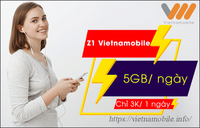 Gói Z1 Vietnamobile ưu đãi 5GB/ ngày giá siêu tiết kiệm